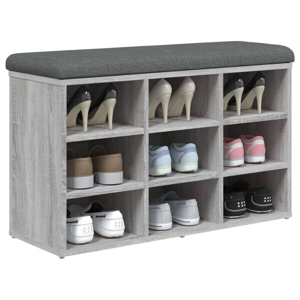 vidaXL Banc &agrave; chaussures sonoma gris 82x32x50 cm bois d'ing&eacute;nierie
