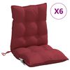 vidaXL Coussins de chaise &agrave; dossier bas lot de 6 rouge bordeaux