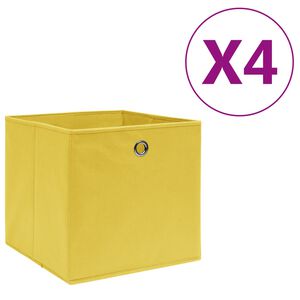 vidaXL Bo&icirc;tes de rangement 4 pcs Tissu intiss&eacute; 28x28x28 cm Jaune