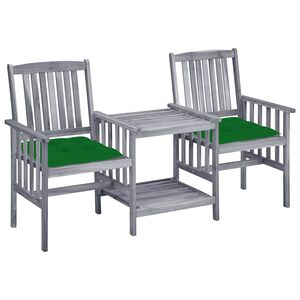vidaXL Chaises de jardin avec table &agrave; th&eacute; et coussins Acacia solide