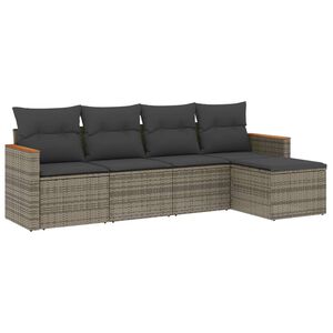vidaXL Salon de jardin 5 pcs avec coussins gris r&eacute;sine tress&eacute;e