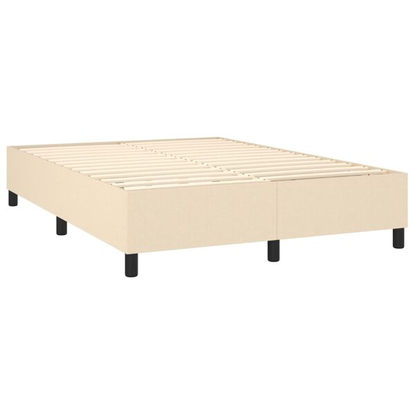 vidaXL Sommier &agrave; lattes de lit avec matelas Cr&egrave;me 140x200 cm Tissu