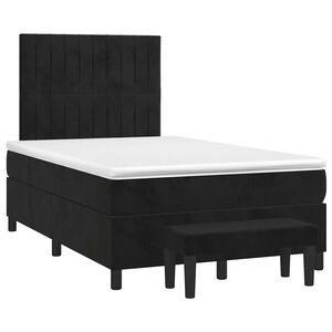 vidaXL Sommier &agrave; lattes de lit avec matelas noir 120x190 cm velours