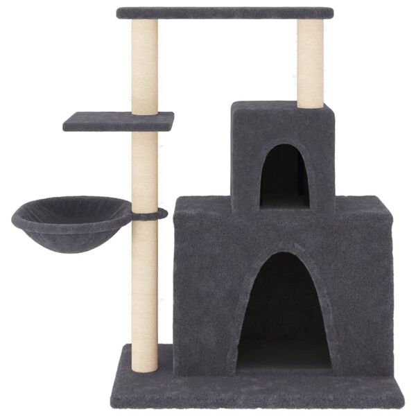 vidaXL Arbre &agrave; chat avec griffoirs en sisal Gris fonc&eacute; 83 cm