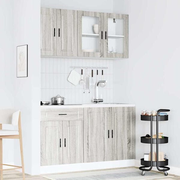 vidaXL Ensemble de 4 meubles de cuisine "Porto" en bois d'ing&eacute;nierie Sonoma gris