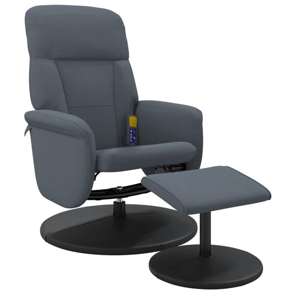 vidaXL Fauteuil de massage inclinable repose-pied gris fonc&eacute; velours