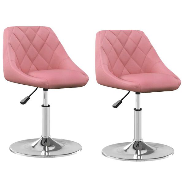 vidaXL Chaises pivotantes &agrave; manger lot de 2 Rose Velours