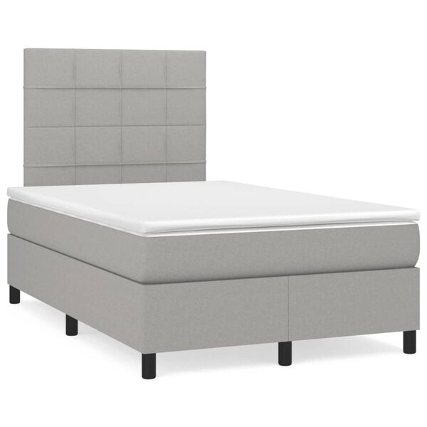 vidaXL Sommier &agrave; lattes de lit et matelas gris clair 120x190 cm tissu