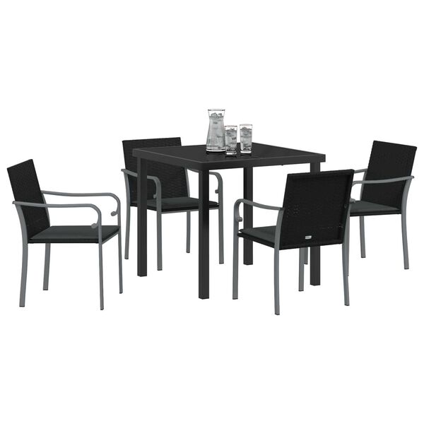 vidaXL Ensemble de salle à manger pour jardin 5 pcs Noir Poly rotin