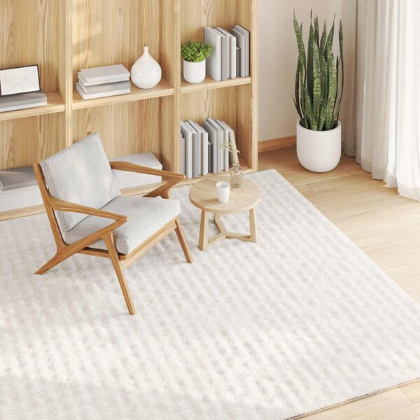 vidaXL Tapis de surface Carr&eacute; HUARTE Cr&egrave;me 120 x 120 cm Polyester