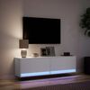 vidaXL Meuble TV mural avec lumi&egrave;res LED blanc 140x31x38 cm