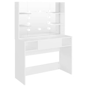 vidaXL Table de maquillage avec &eacute;clairage LED 100x40x135 cm MDF Blanc