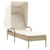 vidaXL Chaise longue avec auvent et table beige résine tressée
