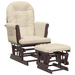 vidaXL Chaise ber&ccedil;ante avec repose-pied Blanc cr&egrave;me Tissu