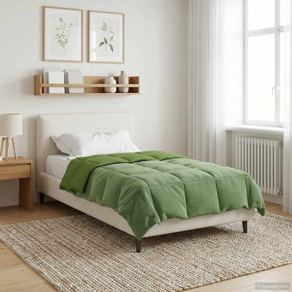 vidaXL Duvet complet toute l'ann&eacute;e Vert 135 x 220 cm Microfibre