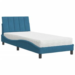 vidaXL Lit avec matelas Hanko bleu 90x200 cm velours