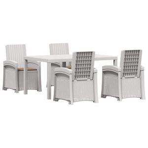 vidaXL Ensemble de salle &agrave; manger pour jardin 5 pc Blanc et taupe PP