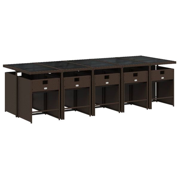 vidaXL Ensemble &agrave; manger de jardin et coussins 11 pcs marron rotin