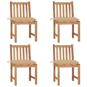vidaXL Chaises de jardin lot de 4 avec coussins Bois de teck massif