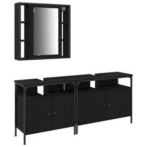 vidaXL Meubles de salle de bain 3 pc Noir 80 x 30 x 60 cm
