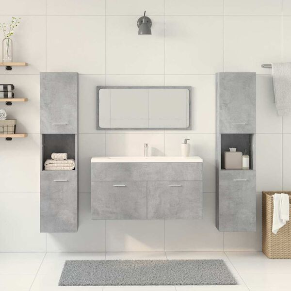 vidaXL Ensemble de meubles de salle de bain 4 pcs gris b&eacute;ton