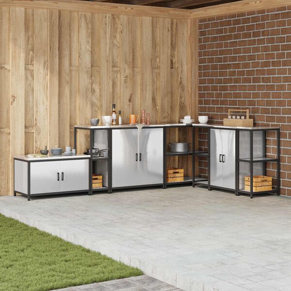 vidaXL Rangement de cuisine avec &eacute;tag&egrave;re Argent 60 x 50 x 92 cm Acier