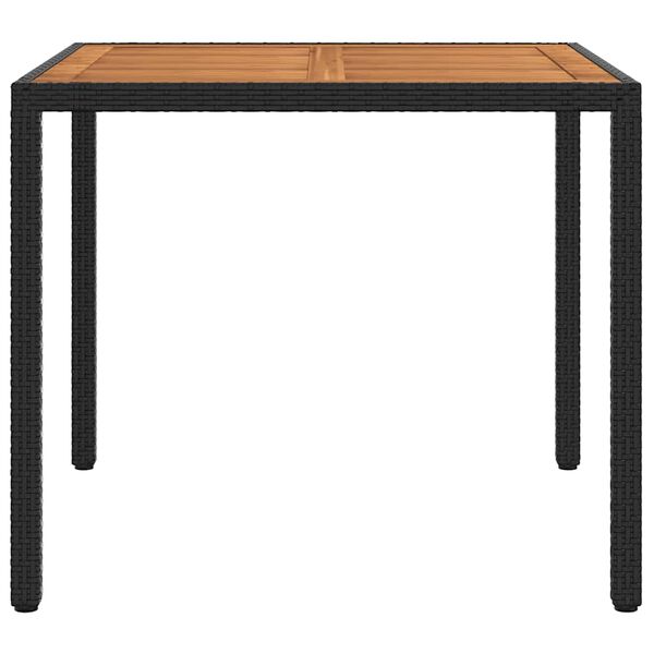 vidaXL Table de jardin 90x90x75cm R&eacute;sine tress&eacute;e et bois d'acacia Noir