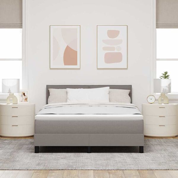 vidaXL Lit &agrave; ressorts avec matelas Taupe 140 x 190 cm tissu