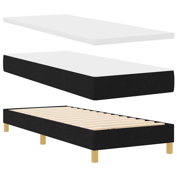 vidaXL Lit &agrave; ressorts avec matelas Noir 80 x 200 cm tissu
