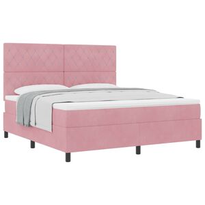 vidaXL Lit &agrave; ressorts avec matelas Rose 180 x 200 cm tissu