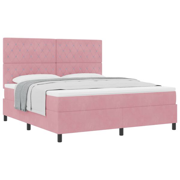 vidaXL Lit &agrave; ressorts avec matelas Rose 180 x 200 cm tissu