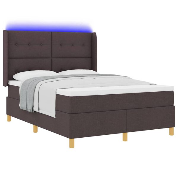 vidaXL Lit &agrave; ressorts avec matelas Marron 140 x 190 cm tissu
