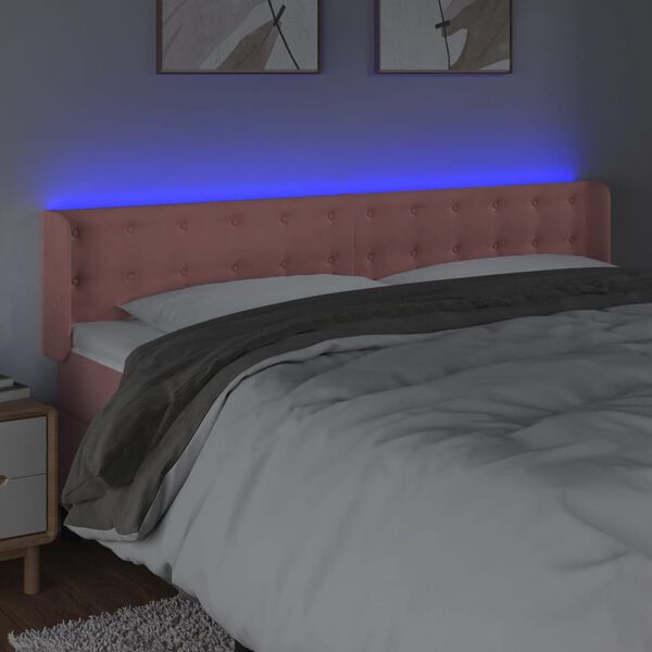 vidaXL T&ecirc;te de lit &agrave; LED Rose 163x16x78/88 cm Velours