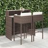 vidaXL Meubles de bar de jardin 3pcs et coussins Résine tressée Marron