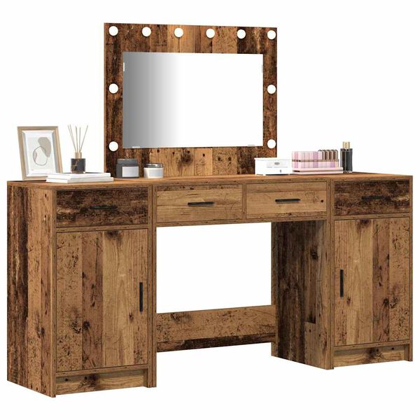 vidaXL Table de Toilette avec tiroir 3 pcs Marron Bois d'ing&eacute;nierie