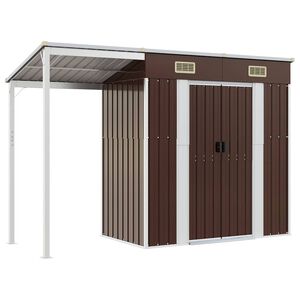 vidaXL Abri de jardin avec toit prolong&eacute; marron 277x107x181 cm acier