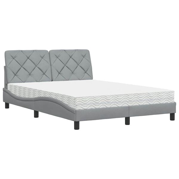 vidaXL Lit avec matelas gris clair 120x200 cm tissu