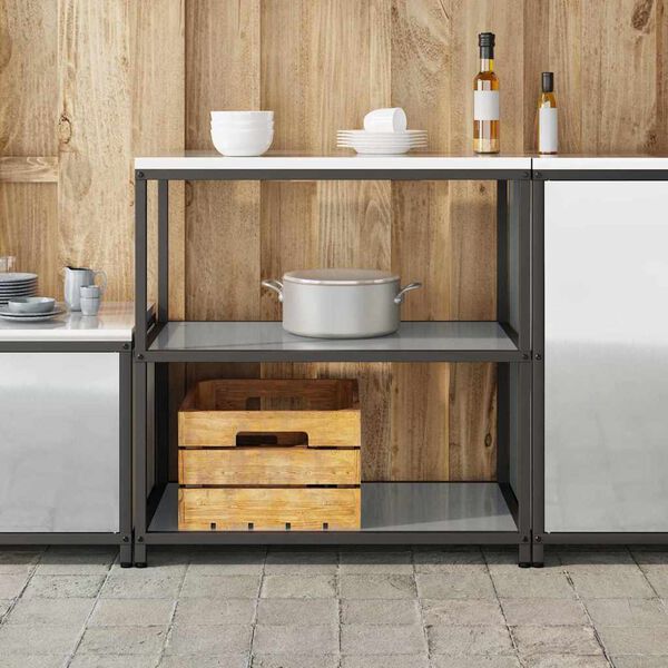 vidaXL Rangement de cuisine avec &eacute;tag&egrave;re Argent 90 x 50 x 92 cm Acier