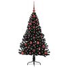 vidaXL Sapin de No&euml;l artificiel pr&eacute;-&eacute;clair&eacute; Noir 120 cm PVC