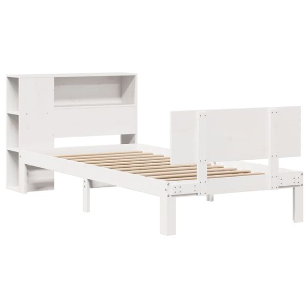vidaXL Lit bibliothèque sans matelas blanc 100x200 cm bois pin massif