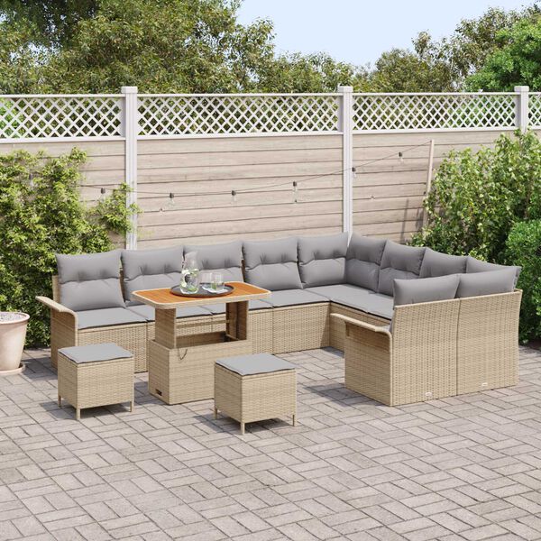 vidaXL Ensemble de canapé de jardin 12 pcs Beige polyrotin