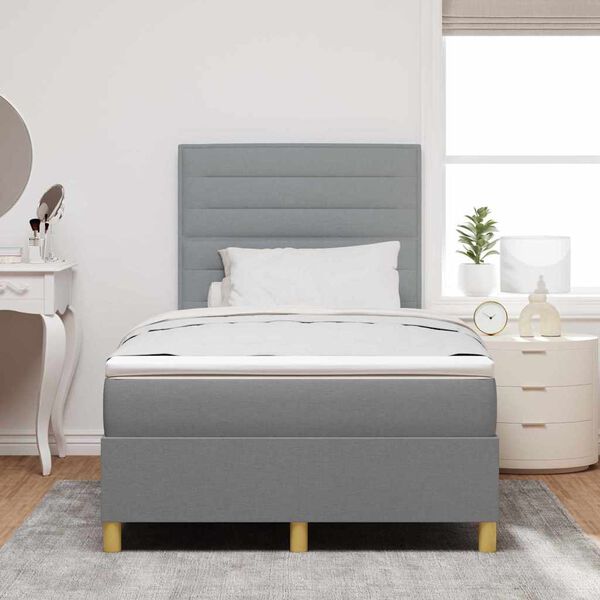 vidaXL Lit &agrave; ressorts avec matelas Gris clair 120 x 190 cm tissu