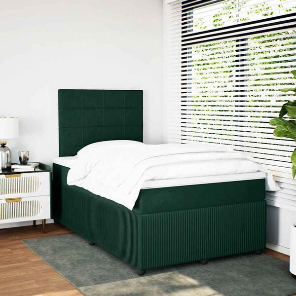 vidaXL Sommier &agrave; lattes de lit avec matelas vert fonc&eacute; 120x190 cm