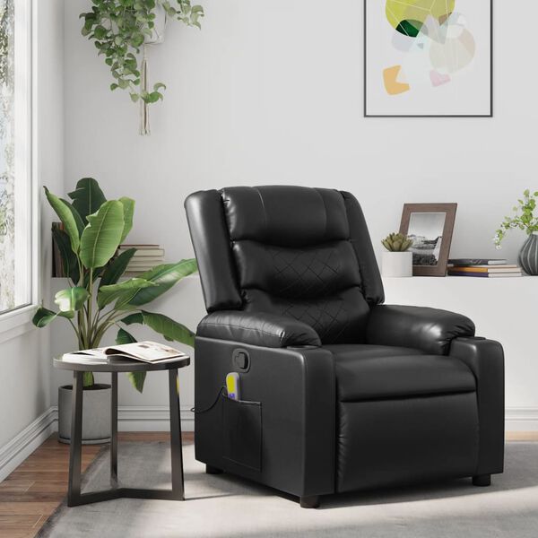 vidaXL Fauteuil de massage inclinable Noir Similicuir