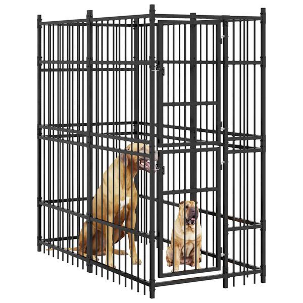 vidaXL Chenil d'ext&eacute;rieur pour chiens Acier 1,84 m&sup2;