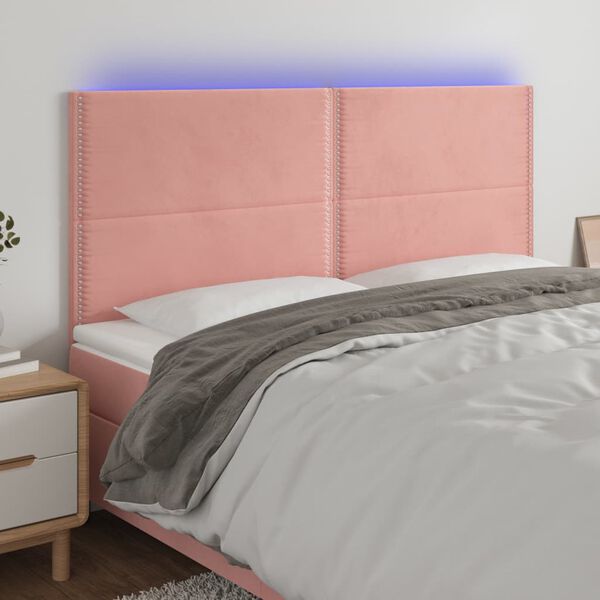 vidaXL T&ecirc;te de lit &agrave; LED Rose 180x5x118/128 cm Velours
