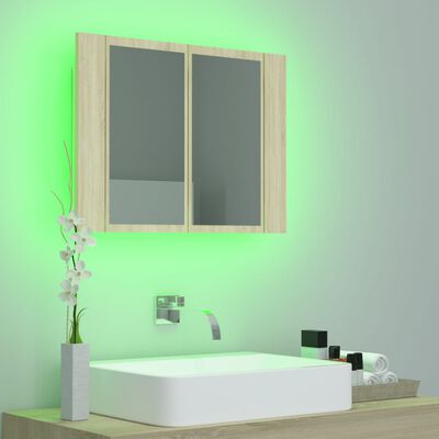 vidaXL Armoire à miroir à LED de bain Chêne sonoma 60x12x45 Acrylique