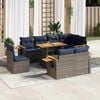 vidaXL Salon de jardin avec coussins 9 pcs gris résine tressée acacia
