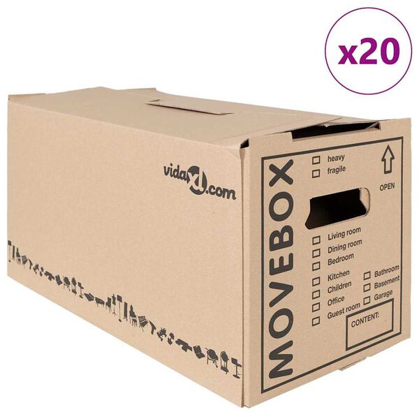 vidaXL Boîte de Déménagement 20 pcs Naturel 59 x 31,5 x 31,5 cm Carton