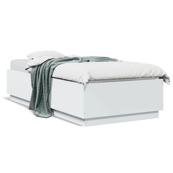 vidaXL Cadre de lit avec LED sans matelas blanc 100x200 cm